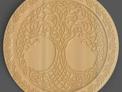 celtic tree coaster - wall decor - table top stl 3D print model