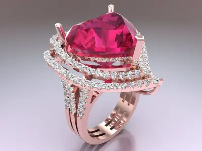 Gemstone rings - Heart stone ring - Diamond rings - N3016 3D print model