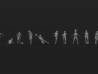 35 Female Soccer player figures 3D print model