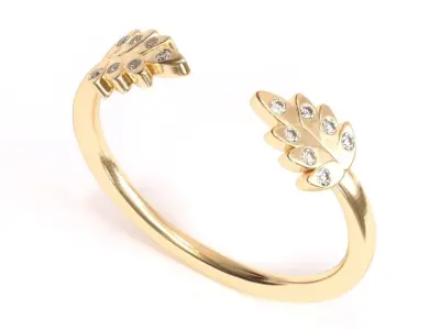 Diamond Leaves Wedding Ring 3D print model