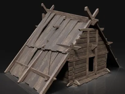 Viking Simple Hut Wooden House Cottage Medieval AAA Next Gen Free low-poly 3D model