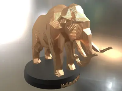 Parametric Mammoth Soft Gold Low-poly 3D model