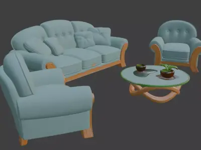 Cartoon sofa Set 3D model purchase