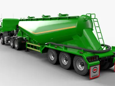Mercedesbenzactros3354 Bulk Cement Trailer 3D model