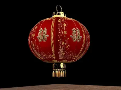 Chinese red lantern 3D model 36