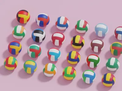 Flag Volleyball Ball Collection 3D model