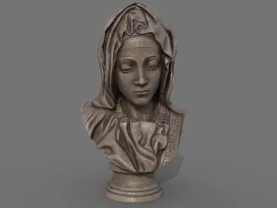 The Virgin  Mary bust Low-poly 3D model