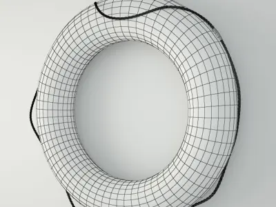 1950s Yellow and White Life Preserver 3D model