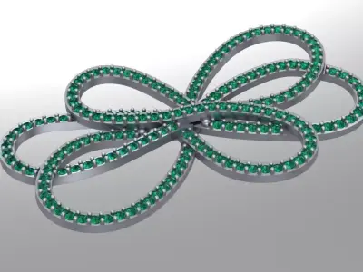 bowtie papion brooch and earrings 3D print model