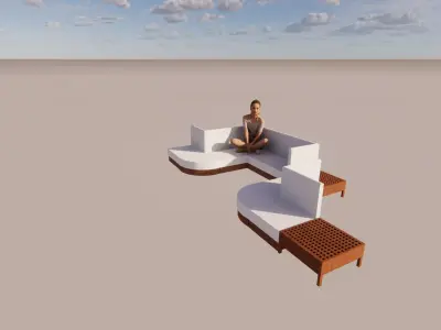 japandi style Sofa 3D model