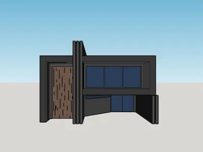 Architectural 3D model building with roof 3D model