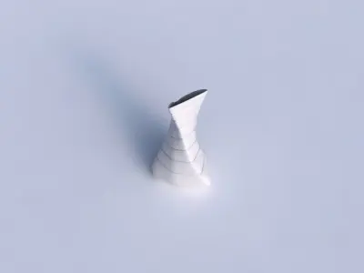 Vase twist puffy tappered triangle with smooth horizontal dents 3D print model