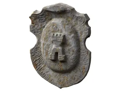 Medieval relief stone carving decoration 3D model