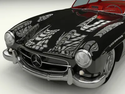 Rigged Mercedes 300SL Gullwing with Interior 3D model