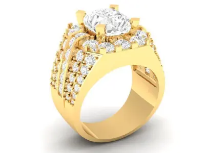 Luxury Triple Row Diamond Engagement Ring 187 3D print model