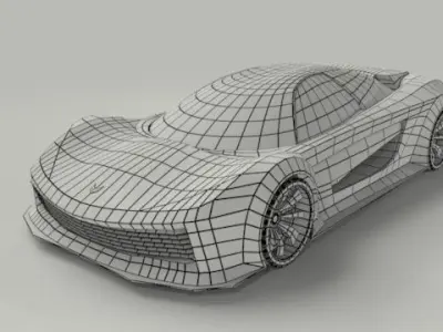 Hypercar Rigged Model Low Poly by Srinaths4cg Low-poly 3D model