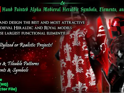 7000 Hand Painted Alpha Medieval Heraldic Symbols - Vol 7 Texture