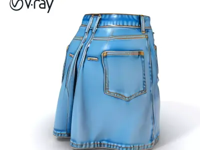 Denim Skirt Model Pack with Detailed Textures Low-poly 3D model