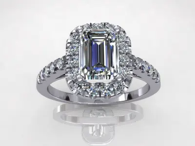 Halo Emerald Wedding Ring 3D print model