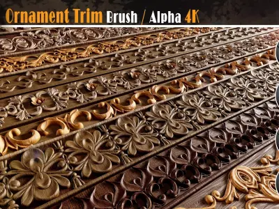 60 ornament trim Brush-alpha 4k Low-poly 3D model