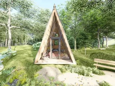 Timber Frame Architectural a frame house fully details 3D model