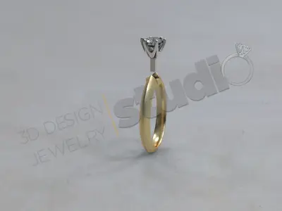 Luxury diamond solitaire ring 3D print model