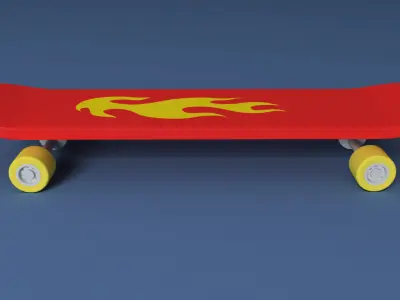Skateboard with flames 3D model