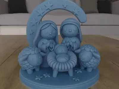 Cute Nativity Scene STL 3D Print Model Christmas Decor 3D print model