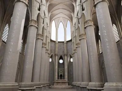 Gothic Cathedral Interior  High Detail 3D Model 3D model