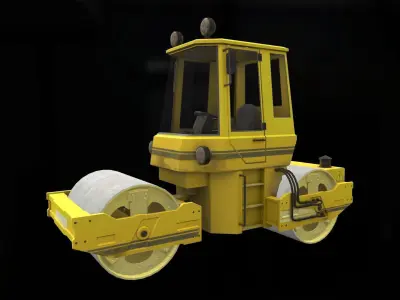 Asphalt Roller Low-poly 3D model