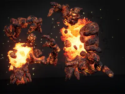 Hell Golem Destroyer Low-poly game engine ready 3D model Low-poly 3D model