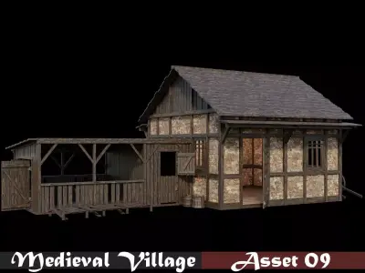 Medieval Village Asset 09 - 4K Textures Game Ready Low-poly 3D model