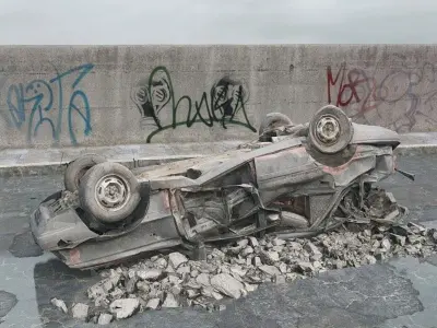 destroyed car 073 am165 3D model