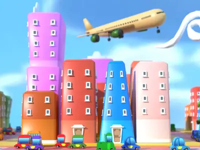 Simple City Cartoon 2 Low-poly 3D model