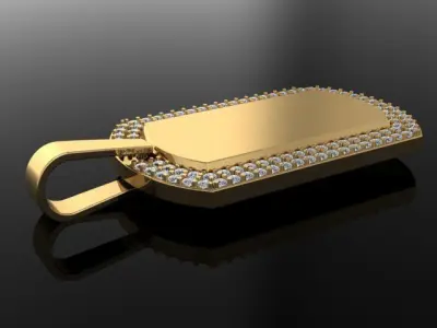 Diamond ID Bar Dogtag Pendant Large 3D print model