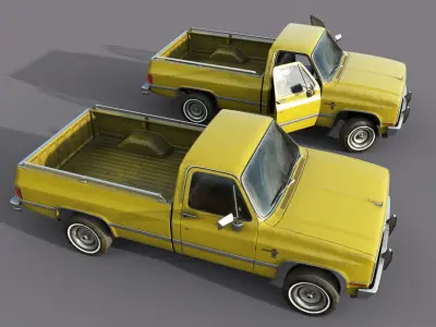 Chevrolet C10 1982 Yellow Low-poly 3D model