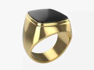 Gold Ring with Stone Jewelry 09 3D model