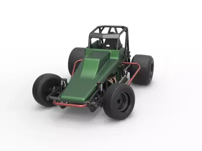 Vintage Sprint car while turning Scale 1 to 25 3D print model