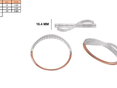 Women Bangle Bracelet STL JCD Details 3D print model buy