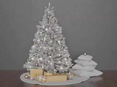 High quality WHITE Christmas tree set pack  14 3D model