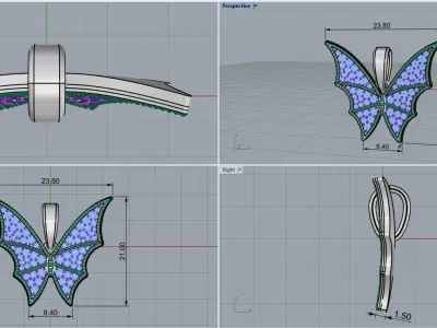 Butterfly pendant model 513 3D print model