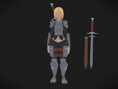Colorly - Knight Girl - Game Ready - Rigged - Customizable Low-poly 3D model