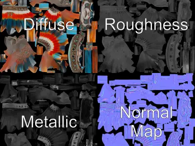 Tribal Feathered Mask D Model Pack Low-poly 3D model