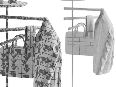 Pianca Contralto con specchio Valet stand 3D model