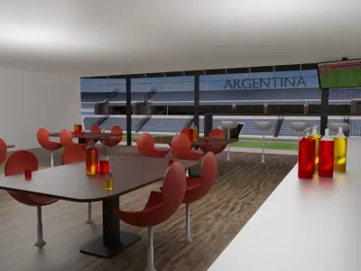 Argentina Football Stadium and Interiors Low-poly 3D model