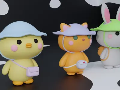 Cute Animals Low-poly 3D model purchase