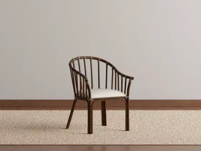 Fluted Dining Table Chair 3D model