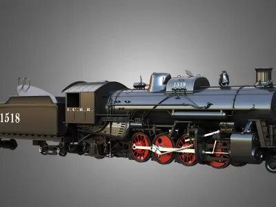 ICRR 1518 - Steam Locomotive With Coal Wagon 3D model