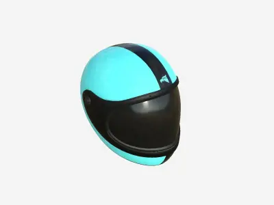 Cartoon Helmet Kart A10 Light Blue - Character Design Low-poly 3D model