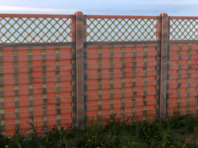 Wooden Garden Fence Free low-poly 3D model